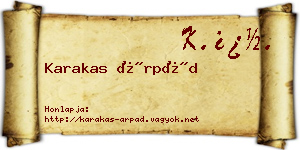 Karakas Árpád névjegykártya