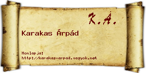 Karakas Árpád névjegykártya